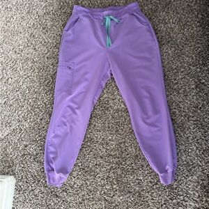 Figs Lavender Joggers with Teal Drawstring